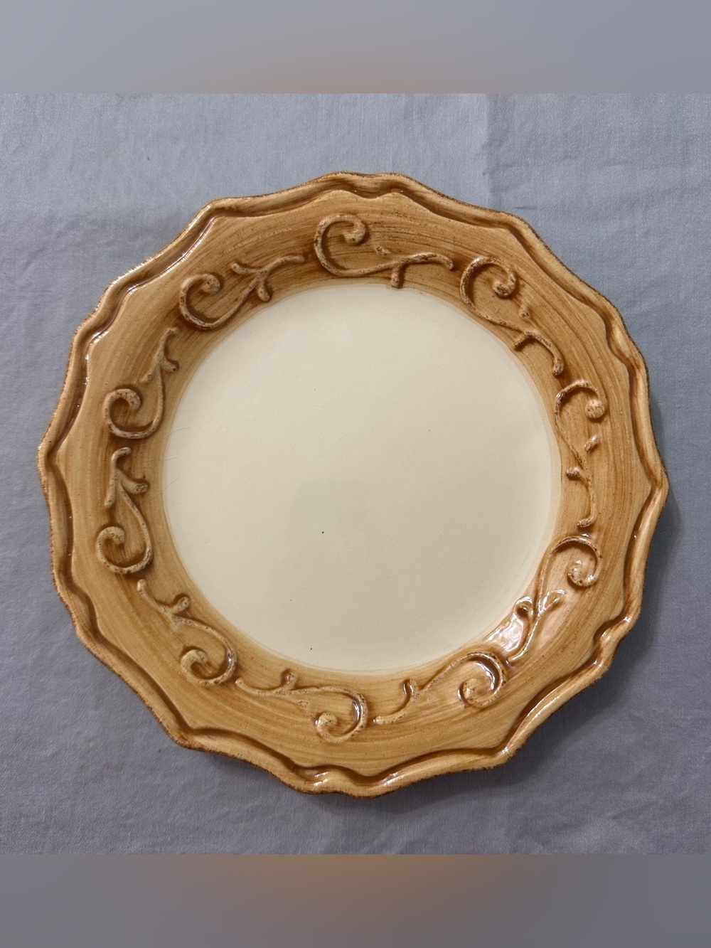Pier 1 Gemma Baroque Honey Salad Plate 8.5" Tuscan Scroll Earthenware Italy